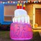 GOOSH 6.4 FT Birthday Inflatables Cake with Candle Happy Birthday with Colorful Rotating LED Lights (Red-B)